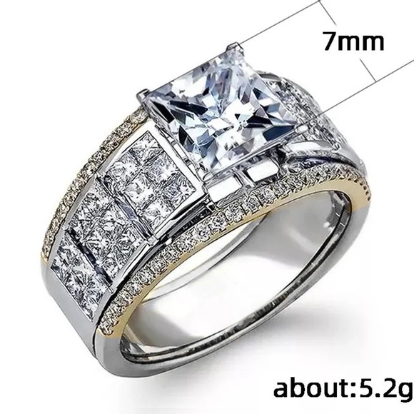 New Unisex Two Tone Luxury Diamond Ring - Picture 3 of 3